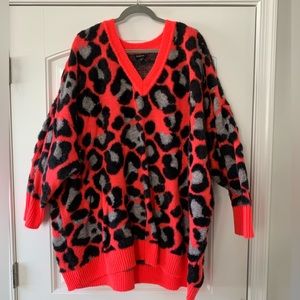 Torrid V-Neck Tunic Leopard Print Sweater